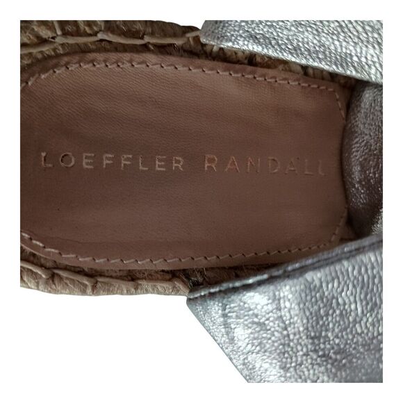 Loeffler Randall Harper Ankle Tie Espadrille Wedge Sandals Silver Leather 6.5 - Picture 8 of 9